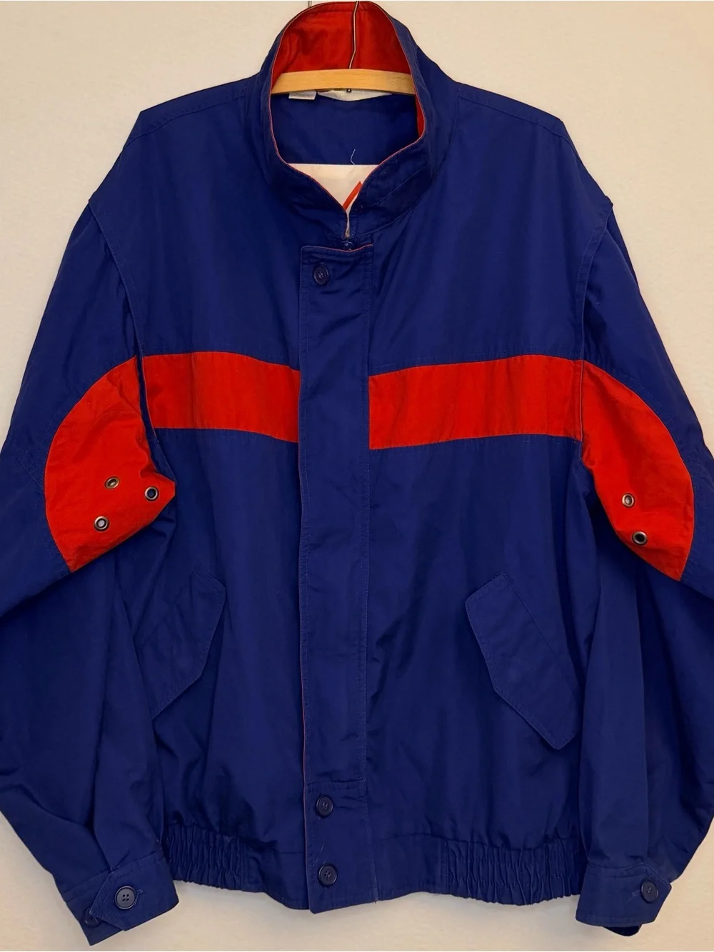 Vintage London Fog Colorblock Windbreaker Sailing Jacket Blue Red
